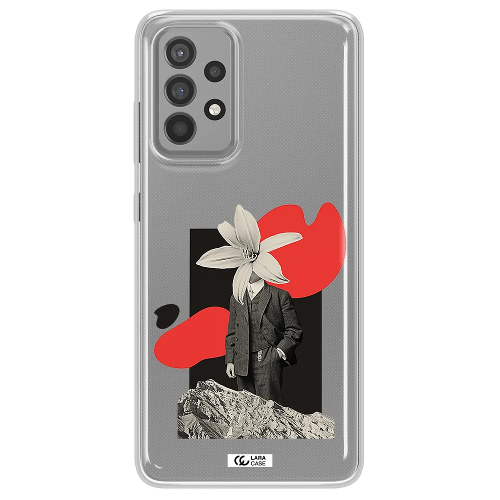 a man in a suit with a flower head Samsung A52 Clear TPU Case