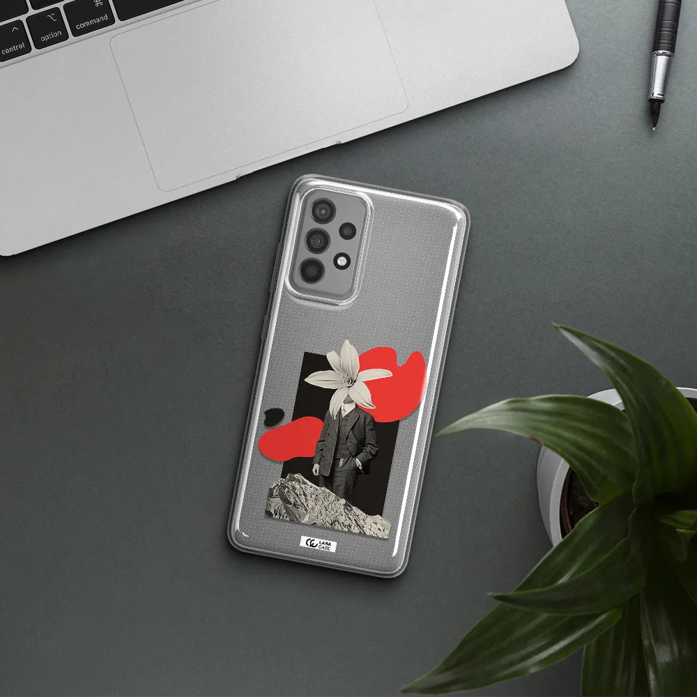 a man in a suit with a flower head Samsung A52 Clear TPU Case