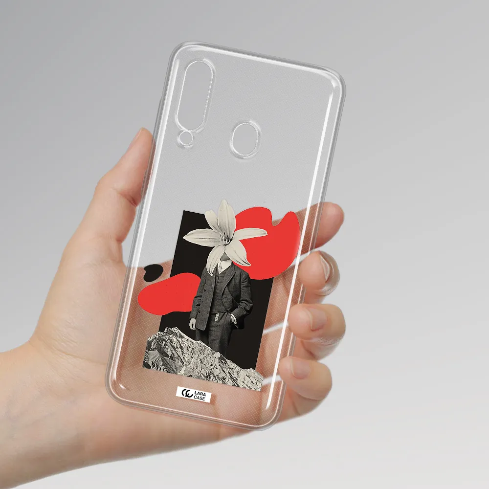 a man in a suit with a flower head Samsung A60 Clear TPU Case