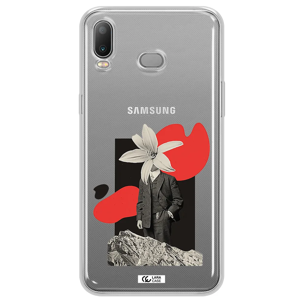 a man in a suit with a flower head Samsung A6S Clear TPU Case