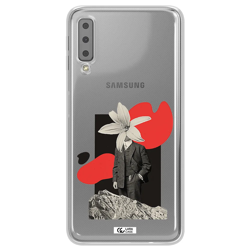 a man in a suit with a flower head Samsung A7 2018 Clear TPU Case