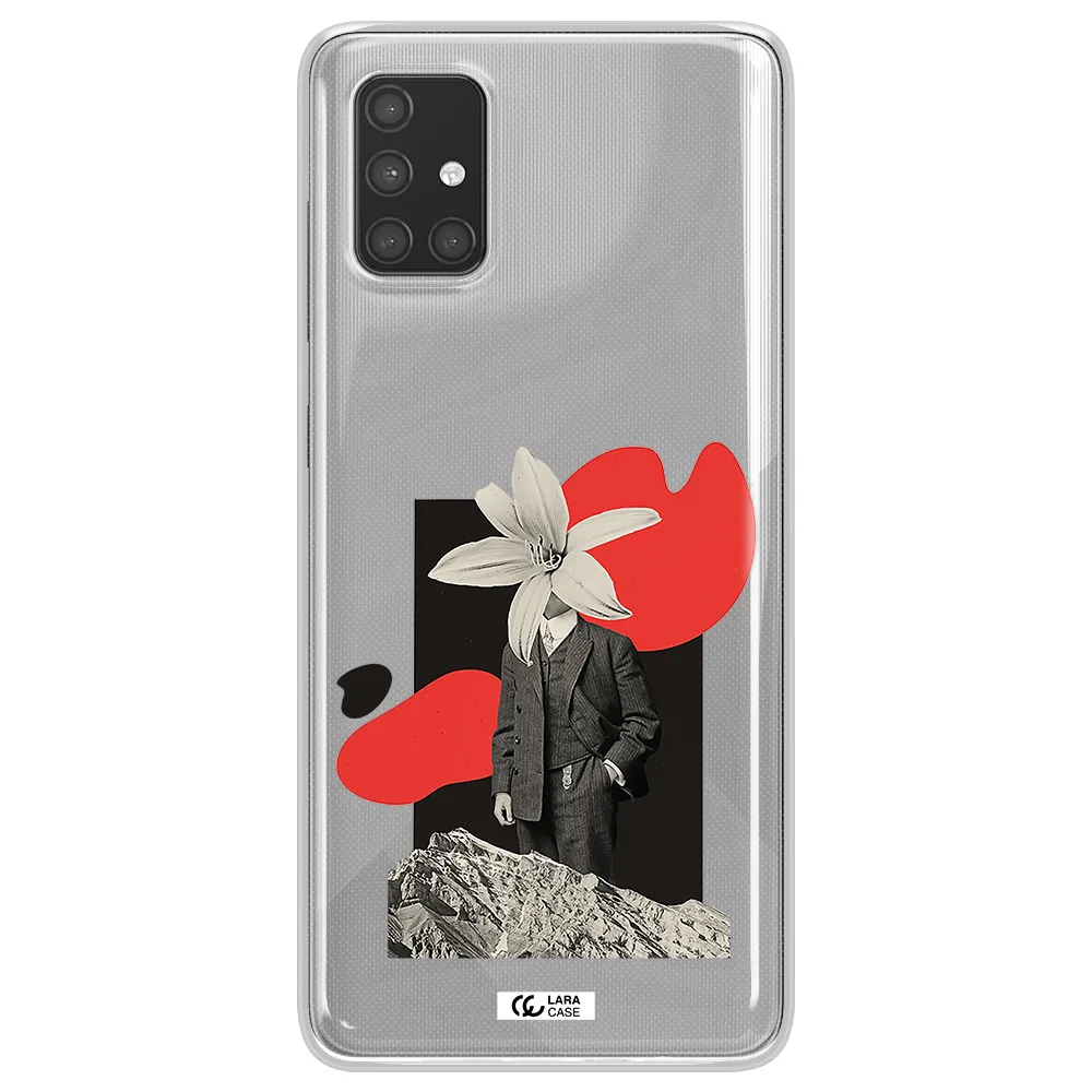a man in a suit with a flower head Samsung A71 Clear TPU Case