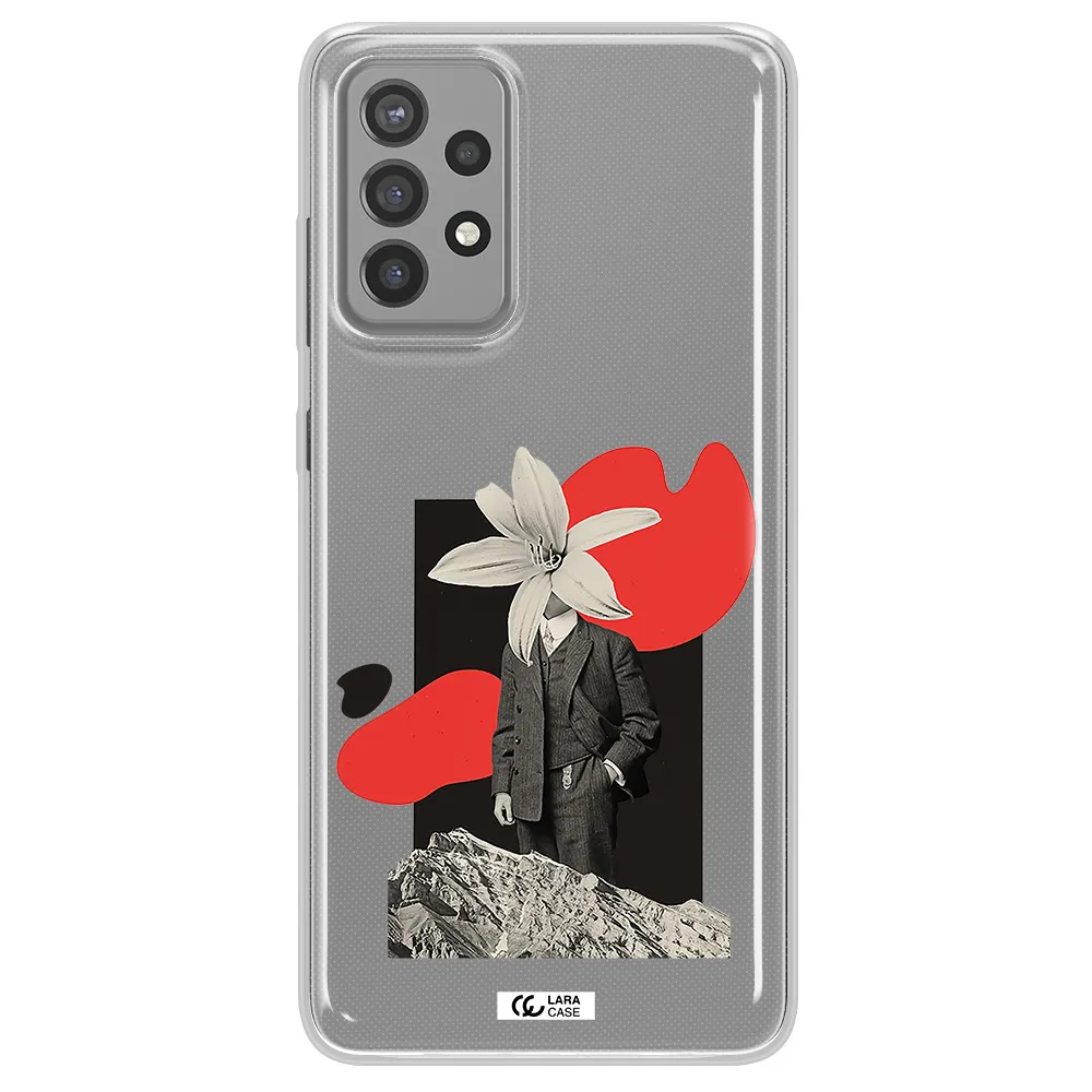 a man in a suit with a flower head Samsung A72 Clear TPU Case