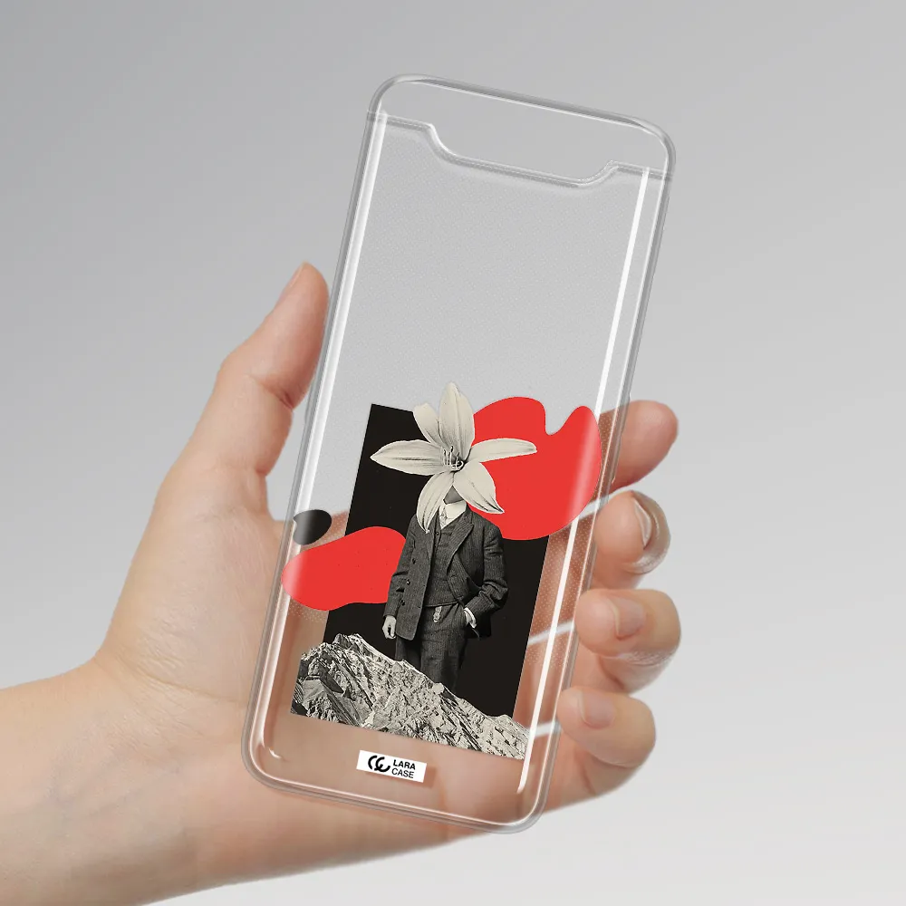 a man in a suit with a flower head Samsung A80 Clear TPU Case