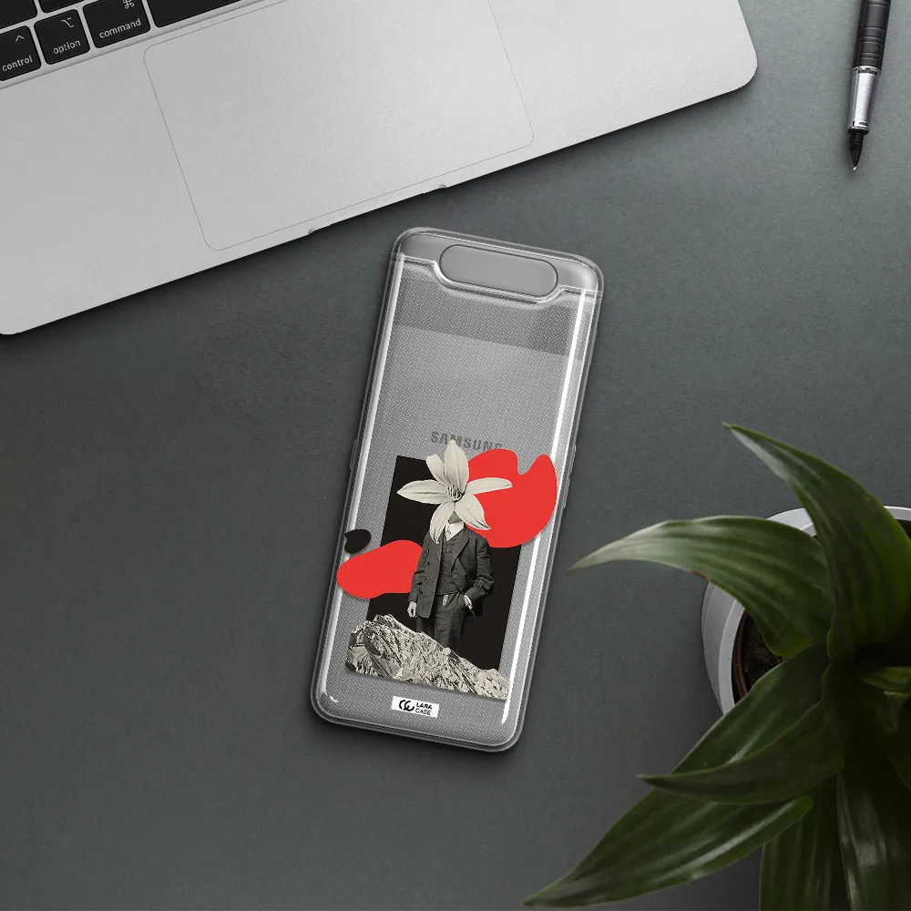 a man in a suit with a flower head Samsung A80 Clear TPU Case