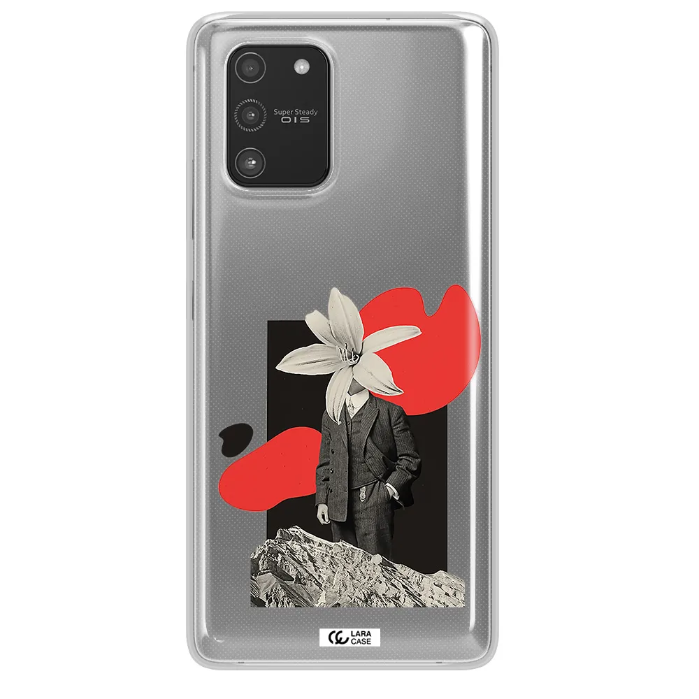 a man in a suit with a flower head Samsung A91 Clear TPU Case