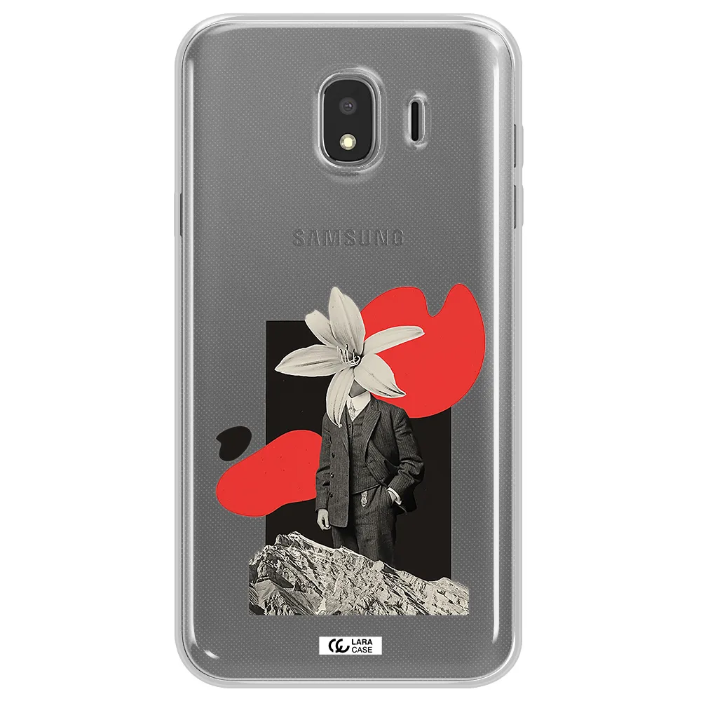 a man in a suit with a flower head Samsung J4 Clear TPU Case