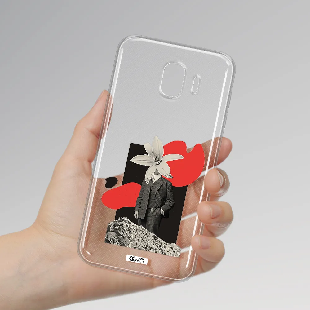 a man in a suit with a flower head Samsung J4 Clear TPU Case