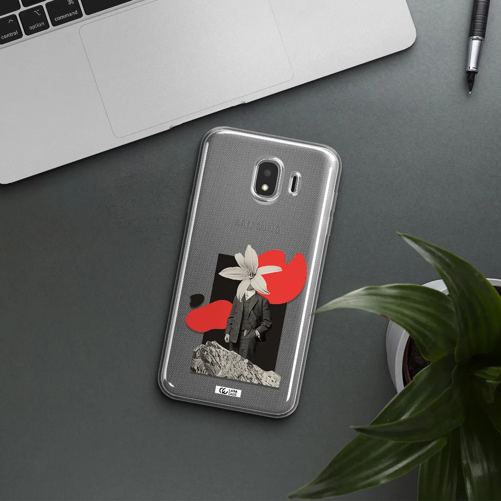 a man in a suit with a flower head Samsung J4 Clear TPU Case