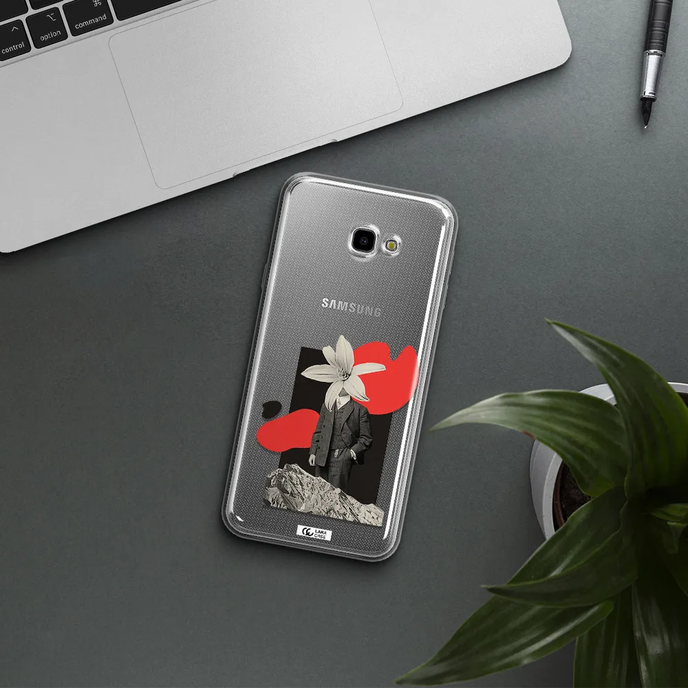 a man in a suit with a flower head Samsung J4 Plus Clear TPU Case
