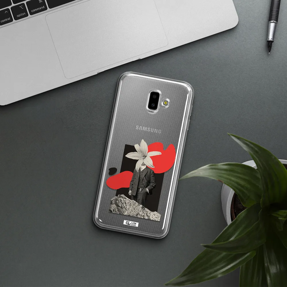 a man in a suit with a flower head Samsung J6 Plus Clear TPU Case