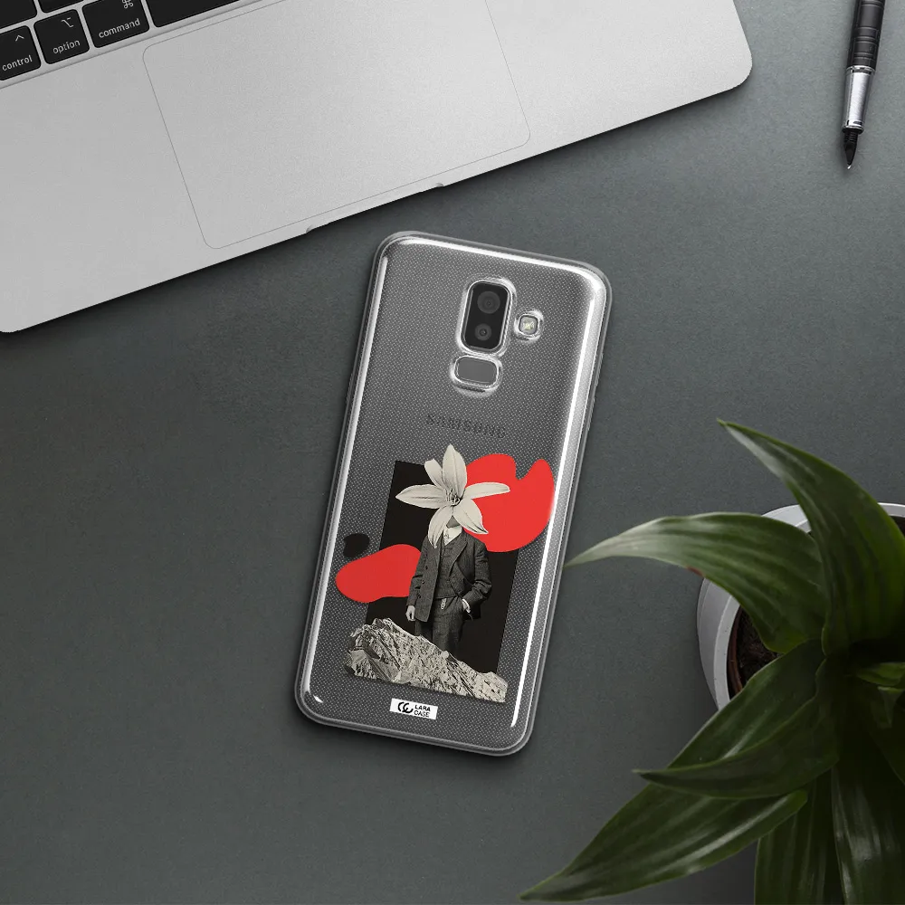 a man in a suit with a flower head Samsung J8 Clear TPU Case