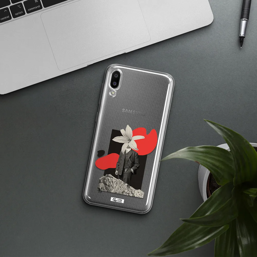 a man in a suit with a flower head Samsung M10 Clear TPU Case