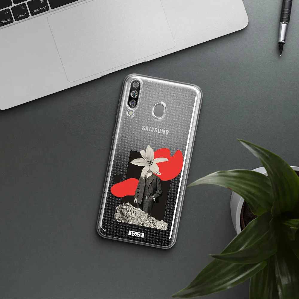 a man in a suit with a flower head Samsung M30 Clear TPU Case