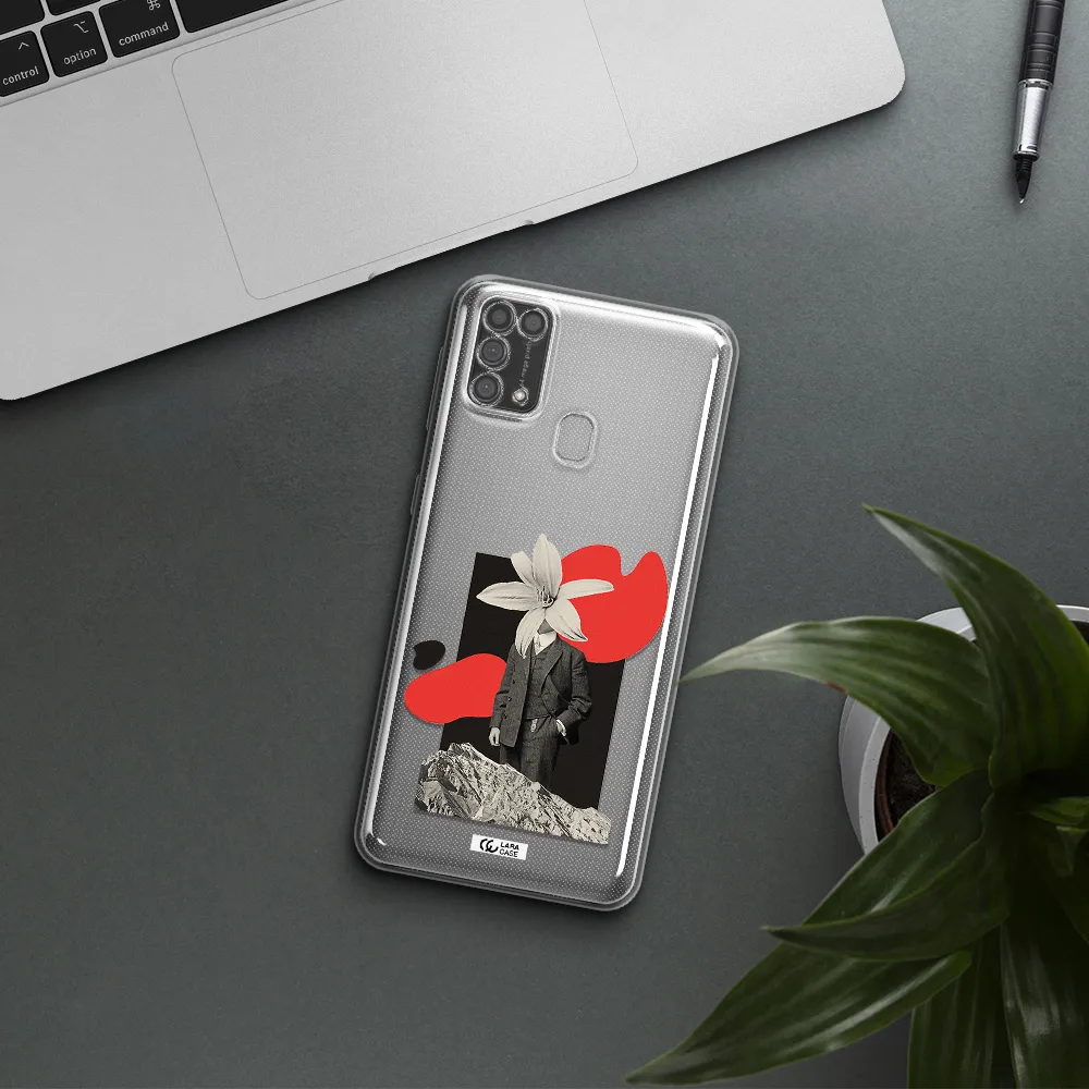 a man in a suit with a flower head Samsung M31 Clear TPU Case