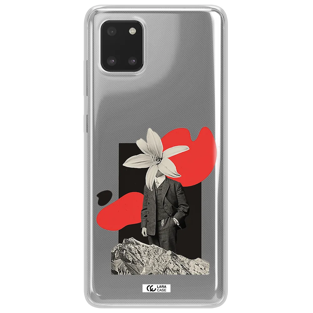 a man in a suit with a flower head Samsung Note 10 Lite Clear TPU Case