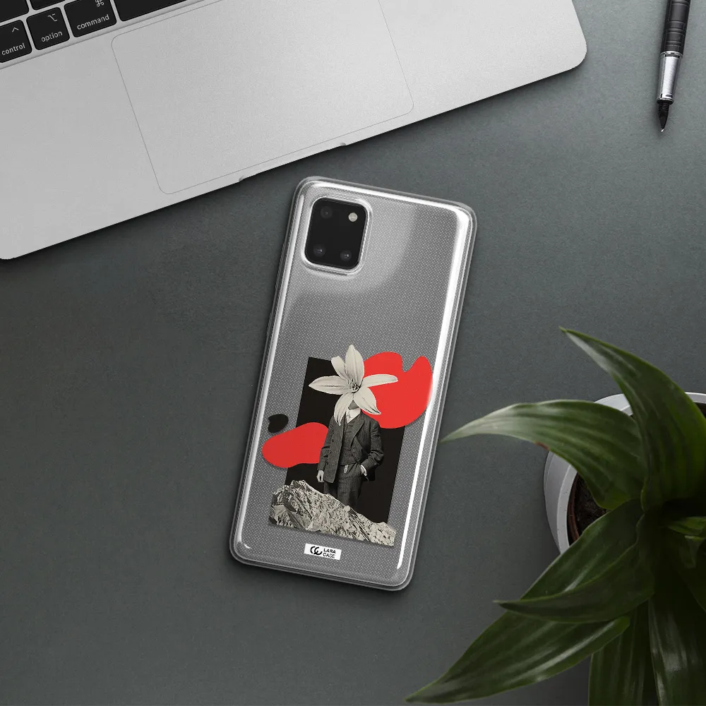 a man in a suit with a flower head Samsung Note 10 Lite Clear TPU Case