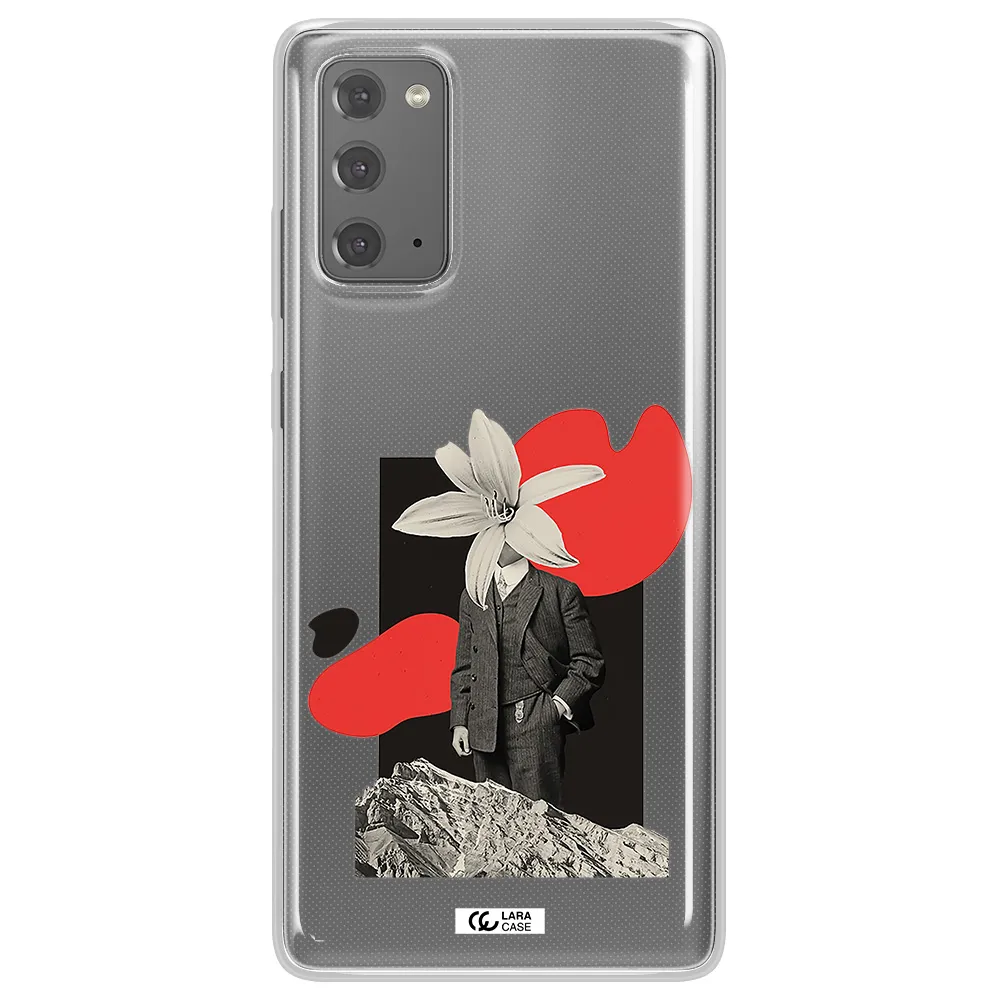 a man in a suit with a flower head Samsung Note 20 Clear TPU Case