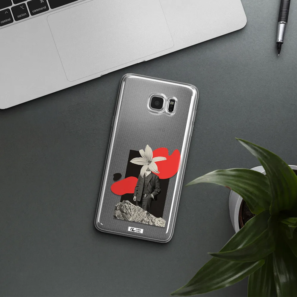 a man in a suit with a flower head Samsung Note 5 Clear TPU Case