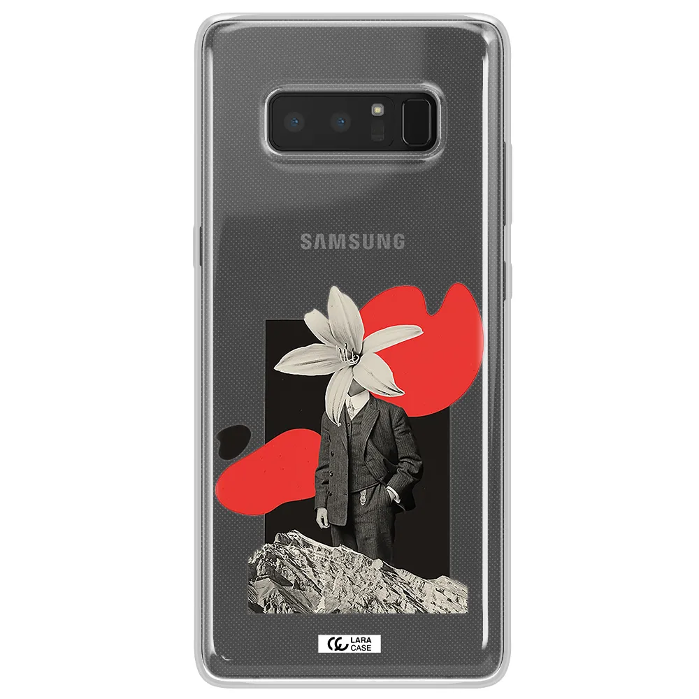 a man in a suit with a flower head Samsung Note 8 Clear TPU Case
