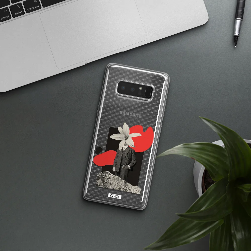 a man in a suit with a flower head Samsung Note 8 Clear TPU Case