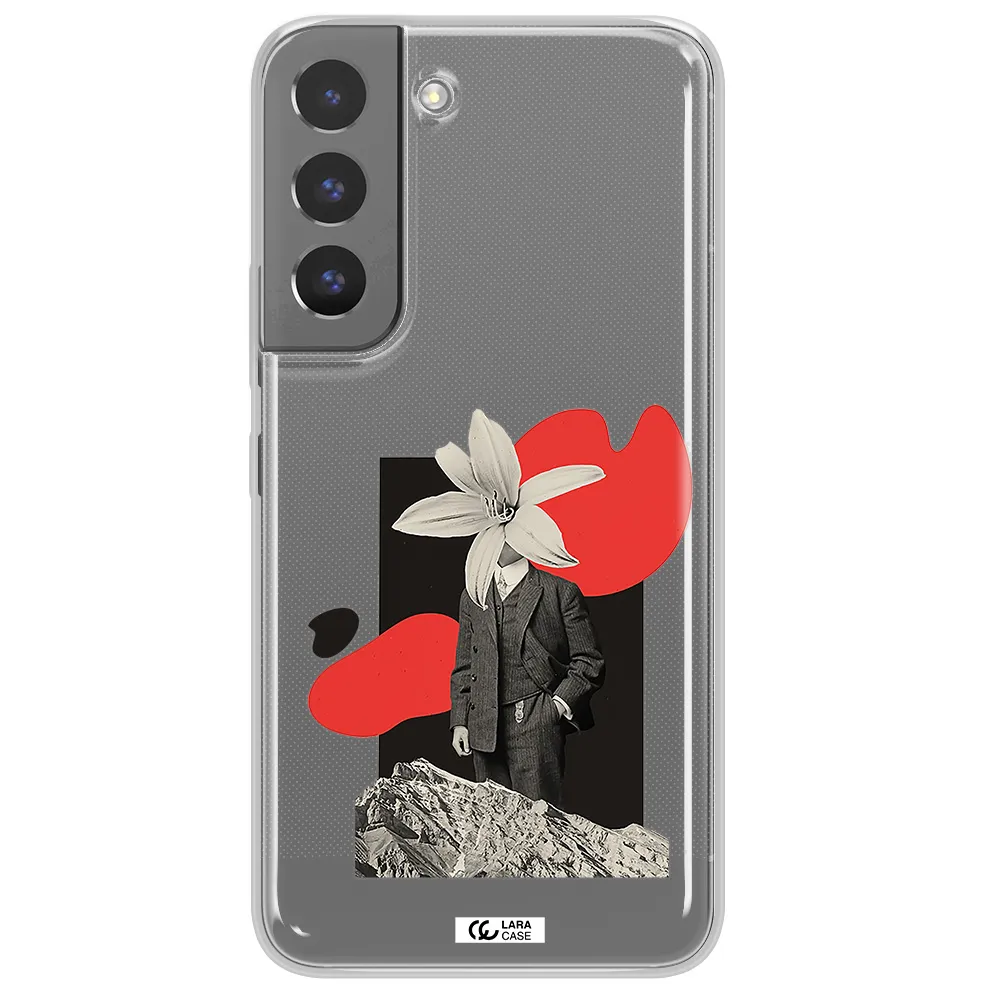 a man in a suit with a flower head Samsung S 22 Plus Clear TPU Case