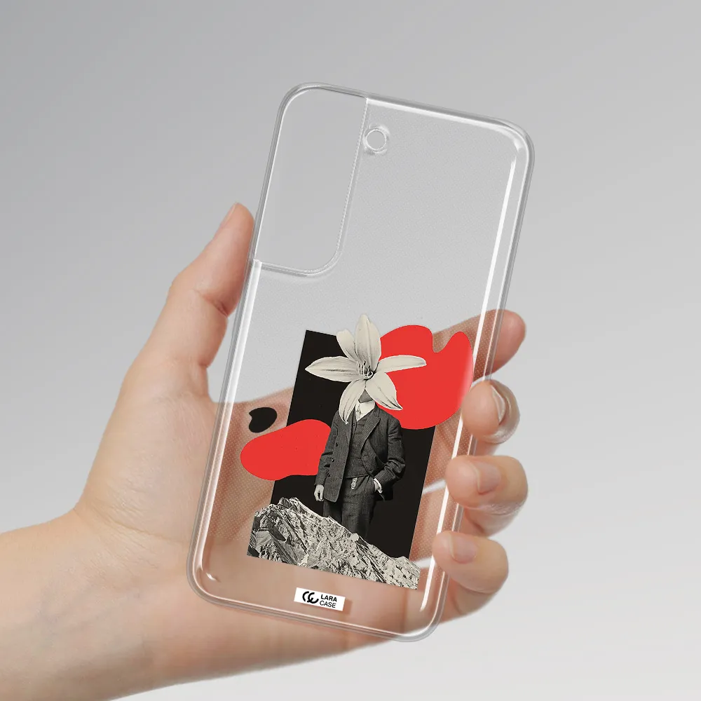 a man in a suit with a flower head Samsung S 22 Plus Clear TPU Case
