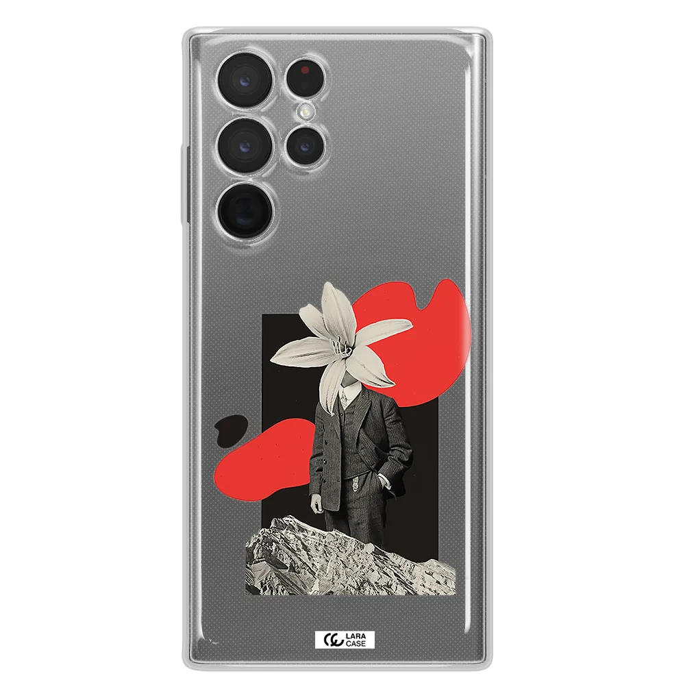 a man in a suit with a flower head Samsung S 22 Ultra Clear TPU Case