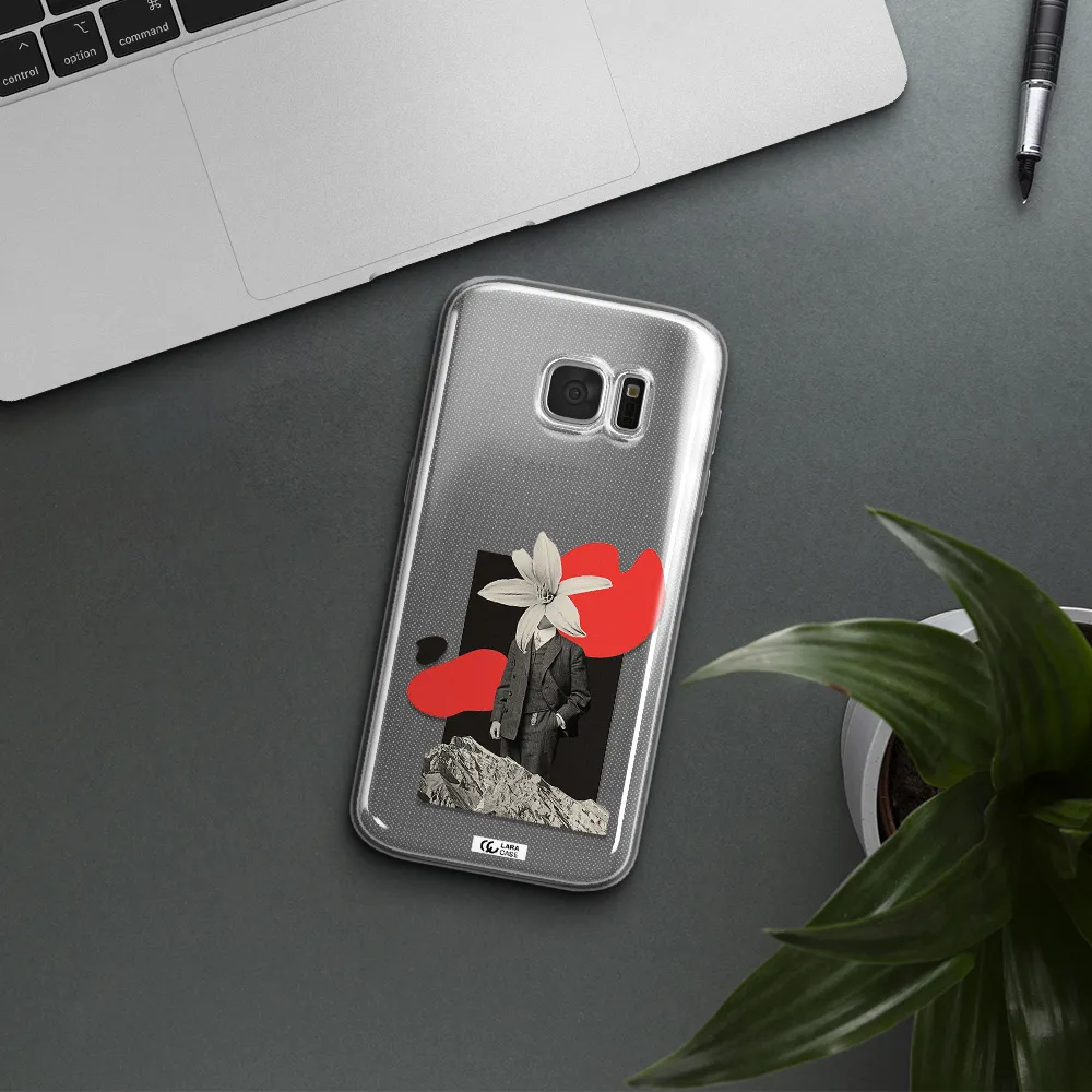 a man in a suit with a flower head Samsung S 7 Clear TPU Case