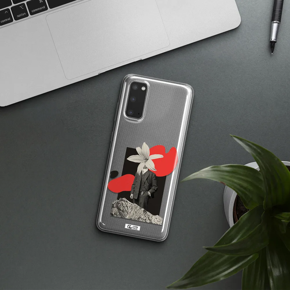 a man in a suit with a flower head Samsung S20 Clear TPU Case