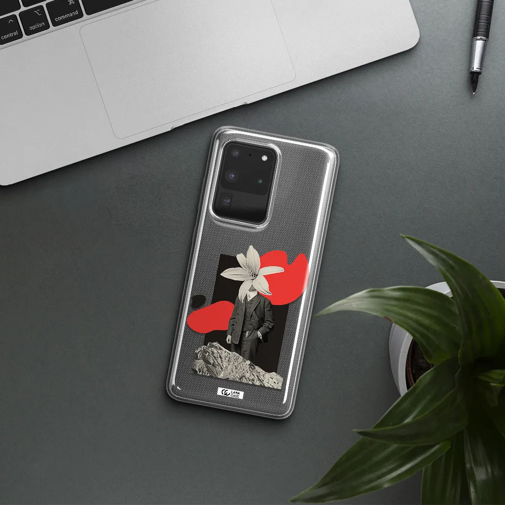 a man in a suit with a flower head Samsung S20 Ultra Clear TPU Case
