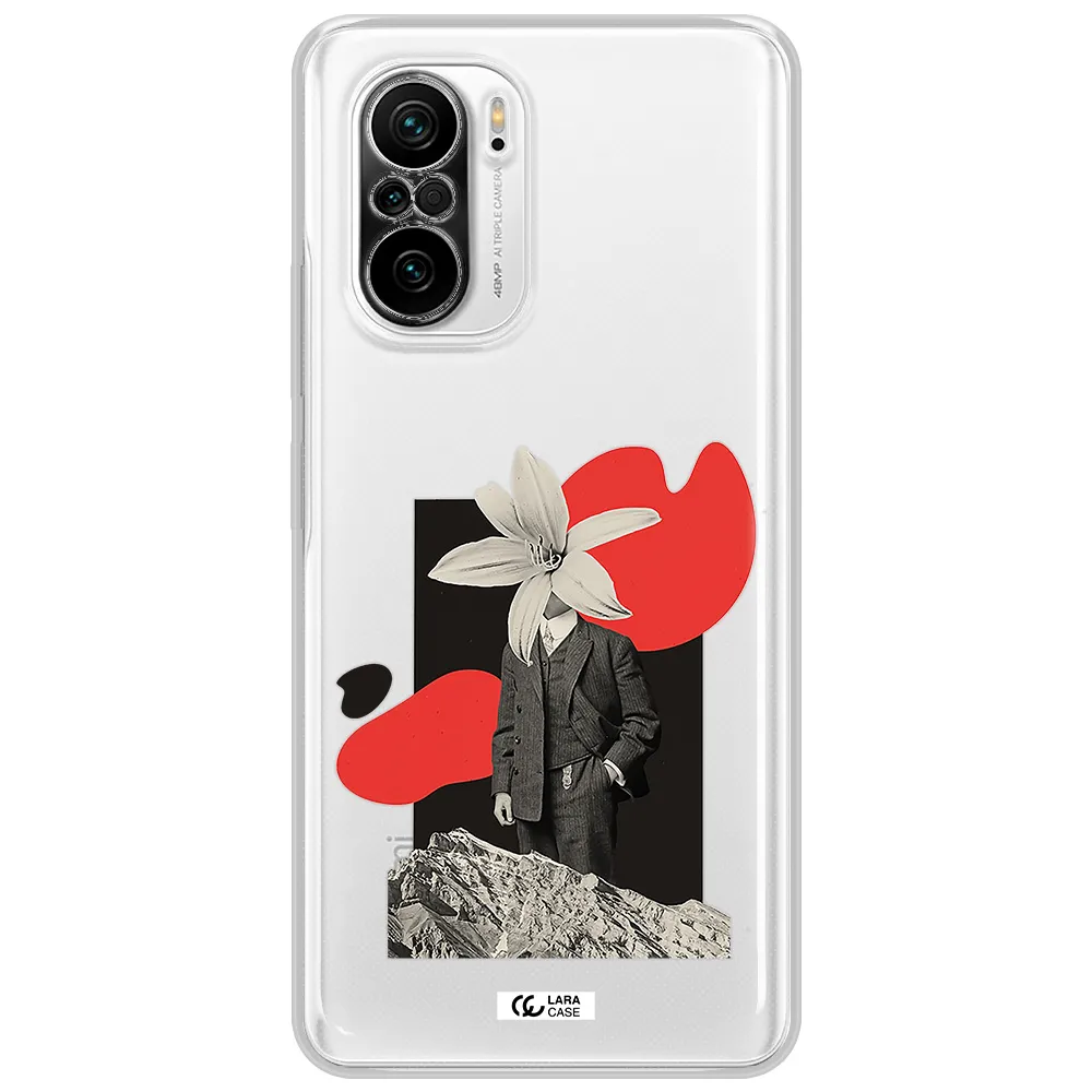 A Man In A Suit With A Flower Head Xiaomi Poco F3 Clear Tpu Case