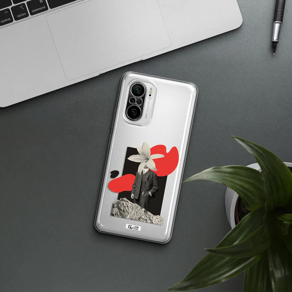 A Man In A Suit With A Flower Head Xiaomi Poco F3 Clear Tpu Case