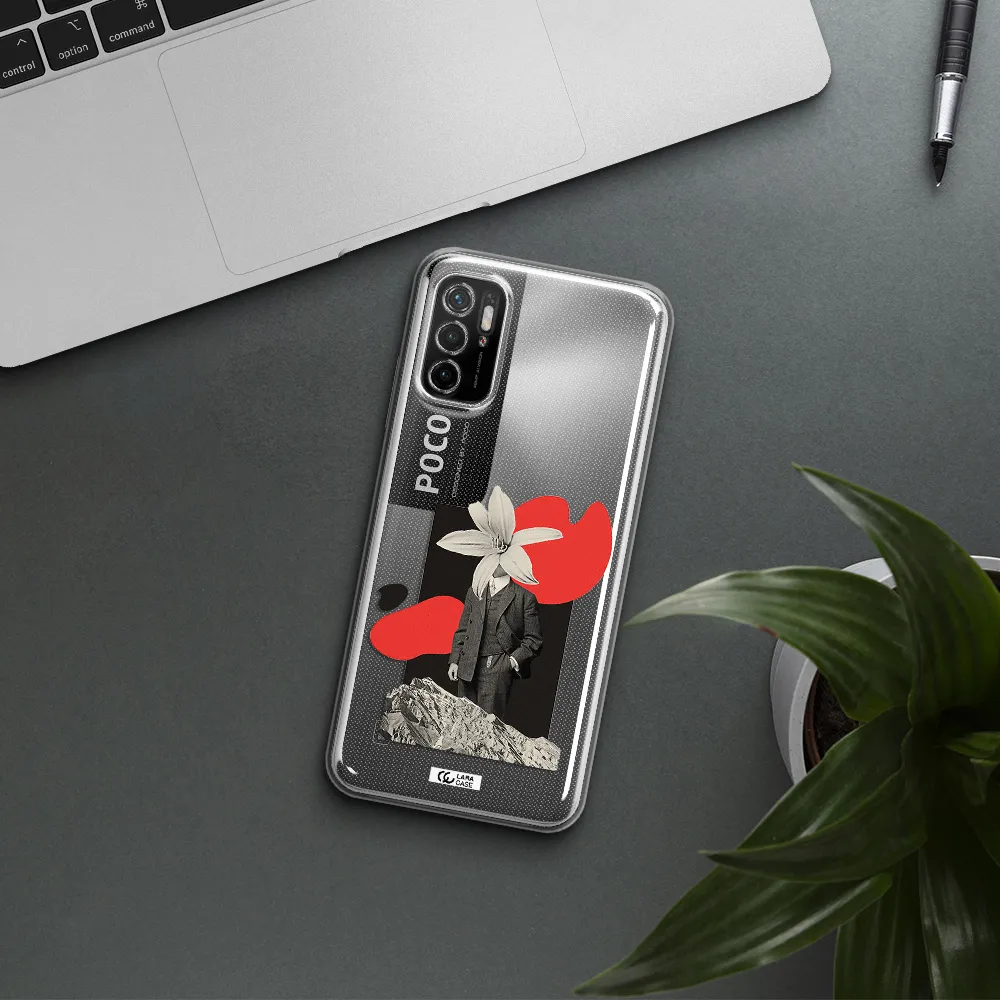A Man In A Suit With A Flower Head Xiaomi Poco M4 Pro 5G Clear Tpu Case