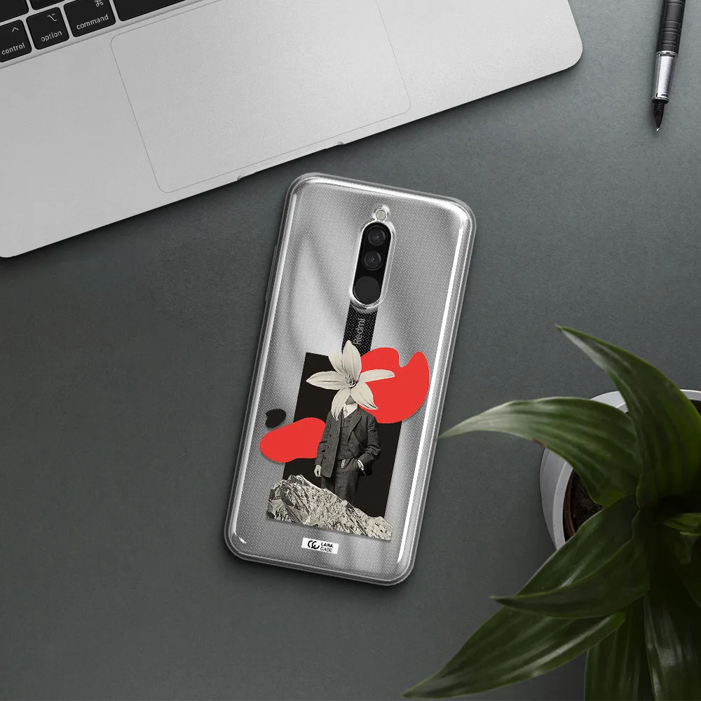 A Man In A Suit With A Flower Head Xiaomi Redmi 8 Clear Tpu Case