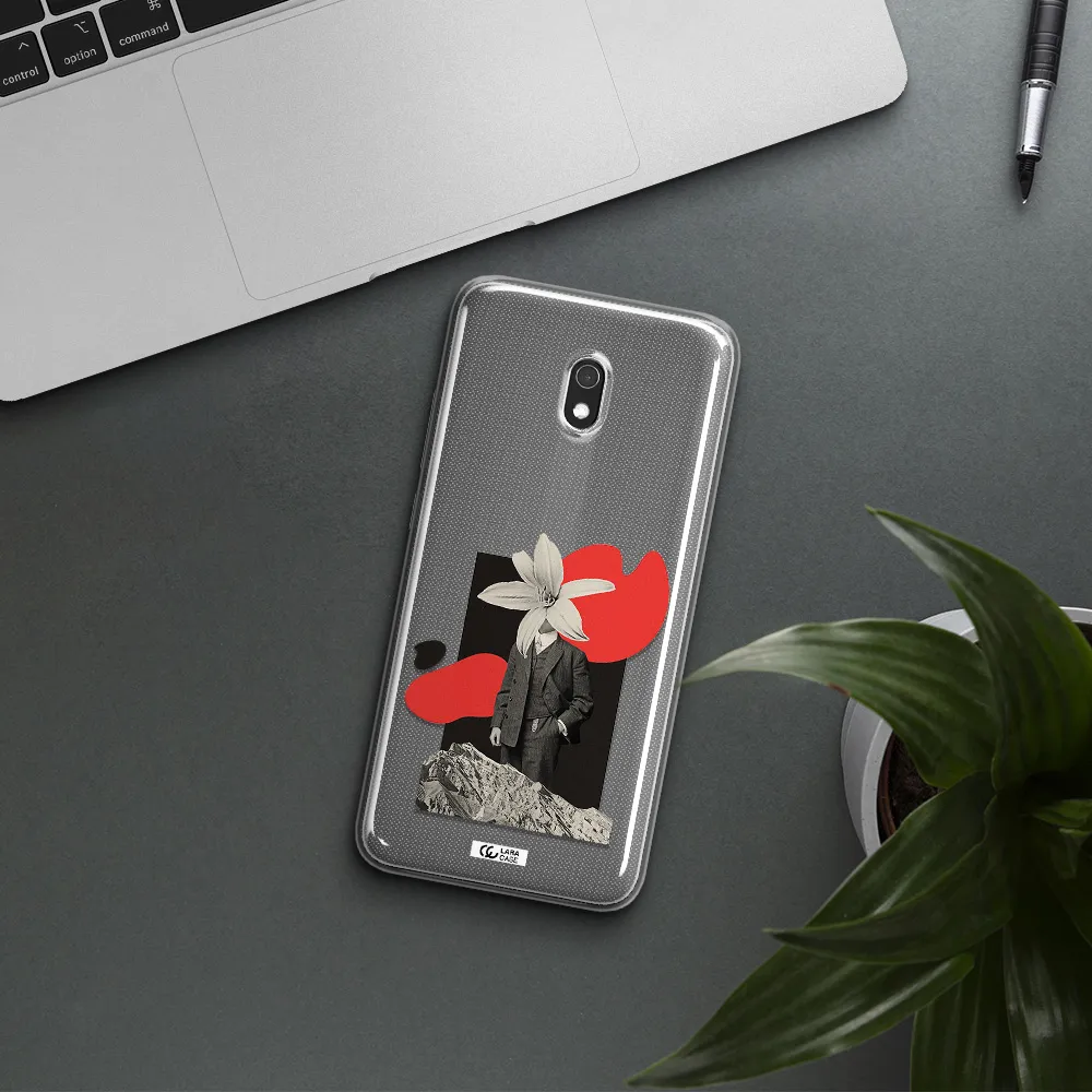 a man in a suit with a flower head Xiaomi Redmi 8A Clear TPU Case