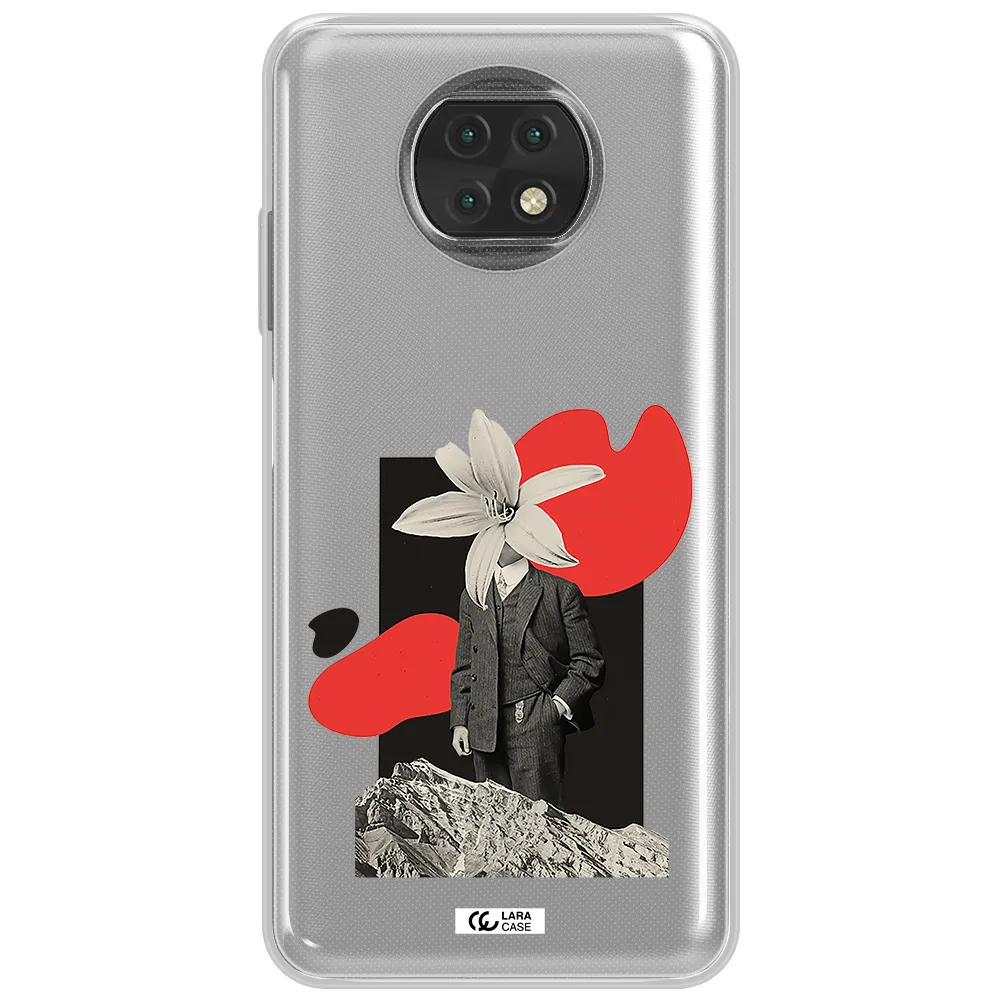 A Man In A Suit With A Flower Head Xiaomi Redmi Note 9T Clear Tpu Case