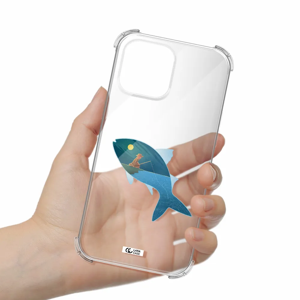 a fish with a man fishing Apple iPhone 13 Pro Clear PC Case