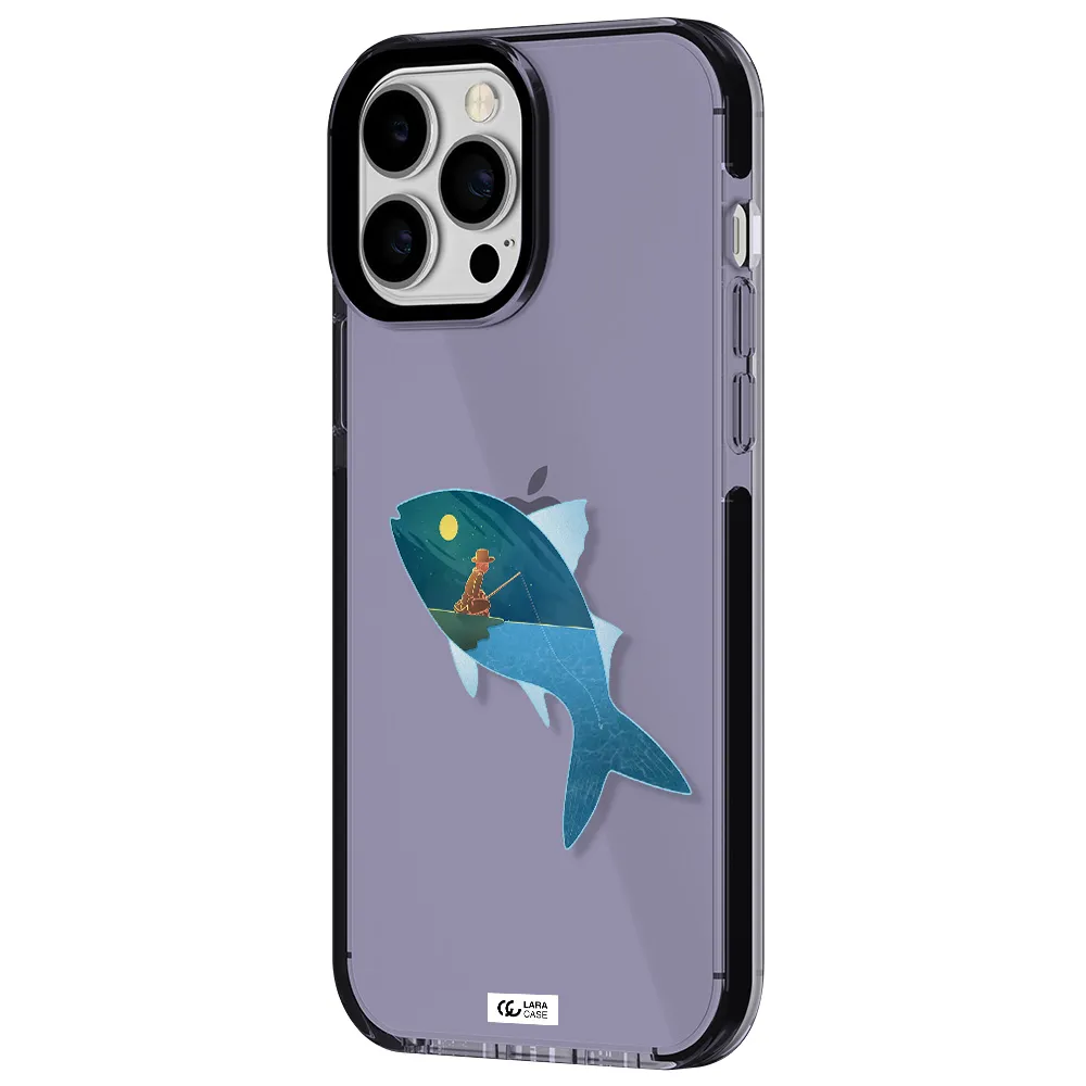 a fish with a man fishing Apple iPhone 13 Pro Max impact Lilac Case