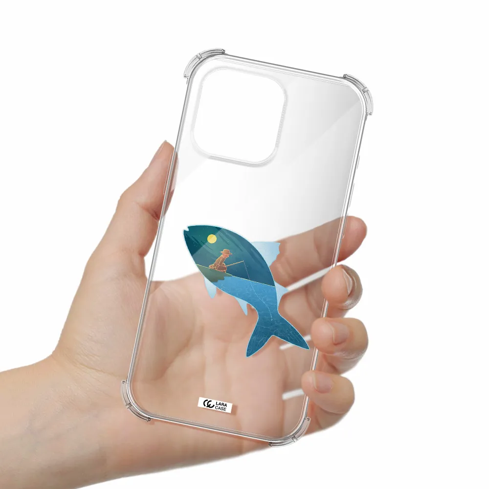 A Fish With A Man Fishing Apple Iphone 16 Pro Max Clear Pc Case