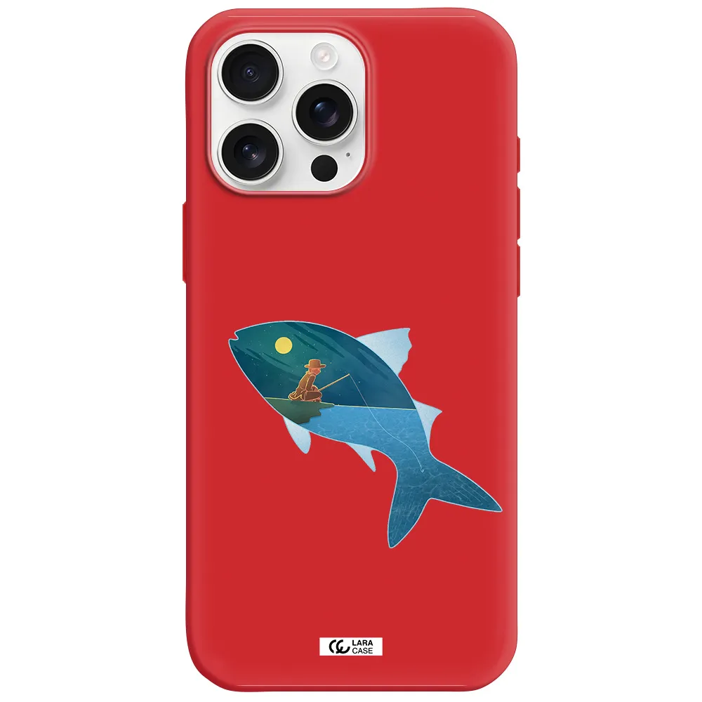 A Fish With A Man Fishing Apple Iphone 16 Pro Max Silicone Stone Case