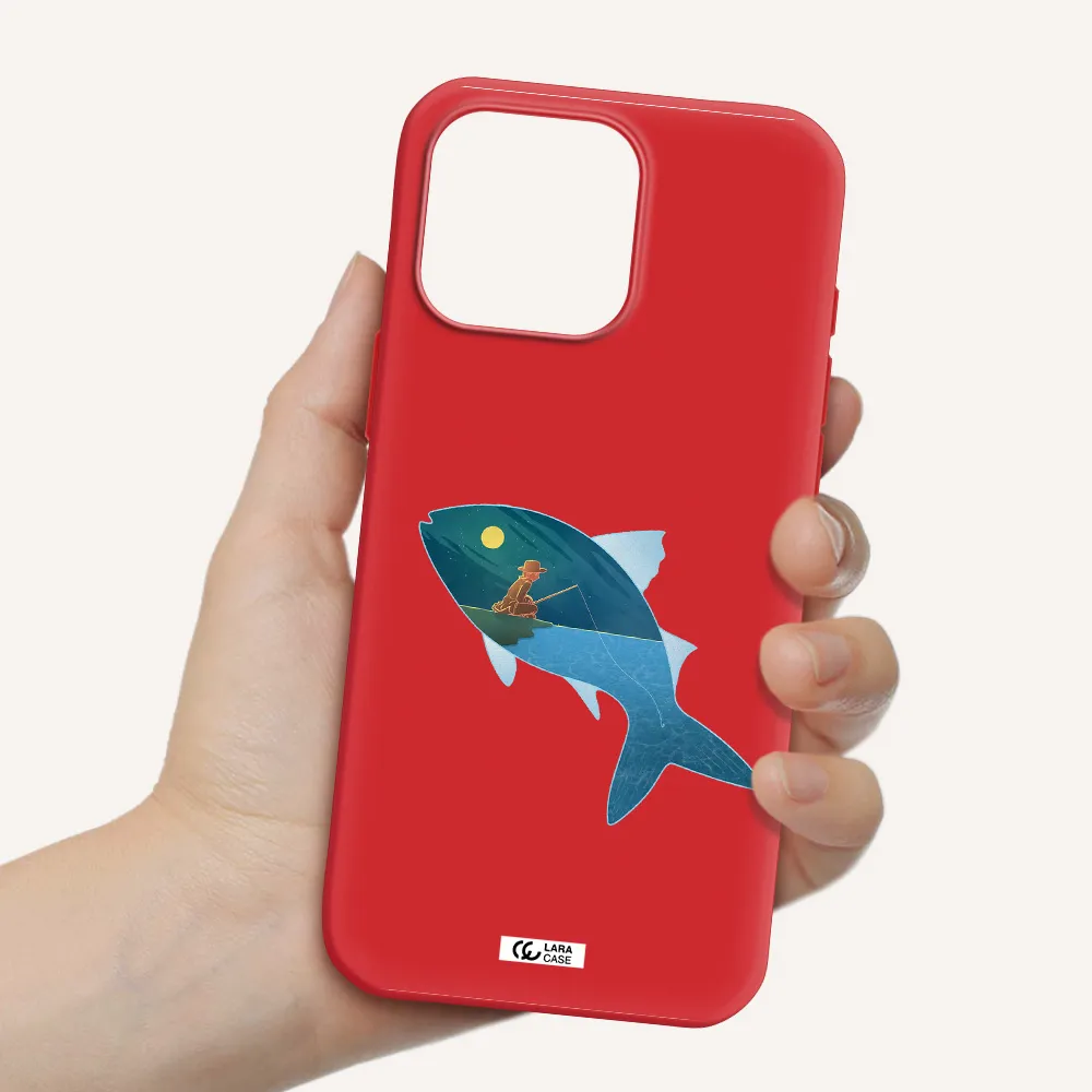 A Fish With A Man Fishing Apple Iphone 16 Pro Max Silicone Stone Case