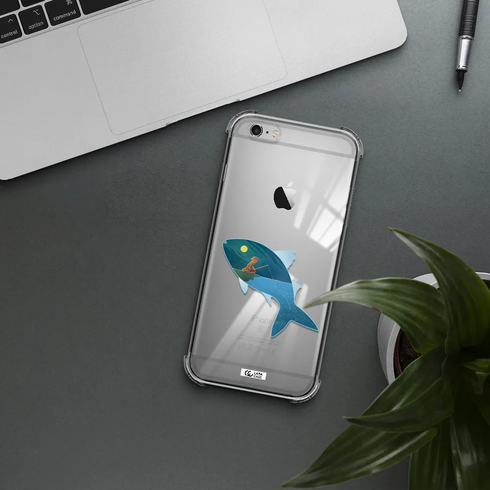 a fish with a man fishing Apple iPhone 6 plus Clear PC Case