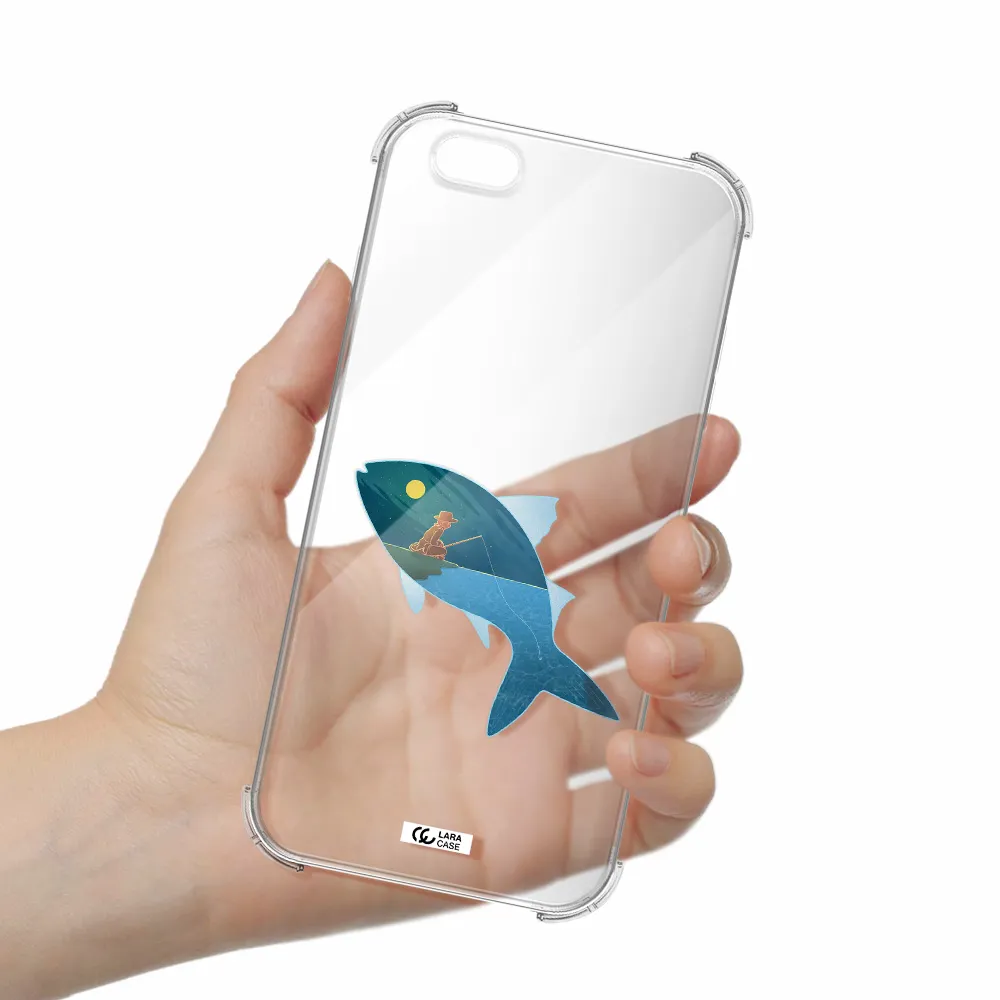 a fish with a man fishing Apple iPhone 6 s plus Clear PC Case