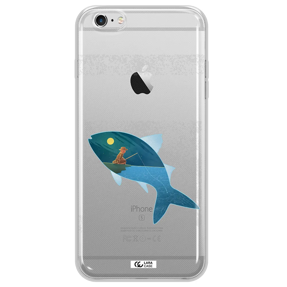 a fish with a man fishing Apple iPhone 6S Clear TPU Case