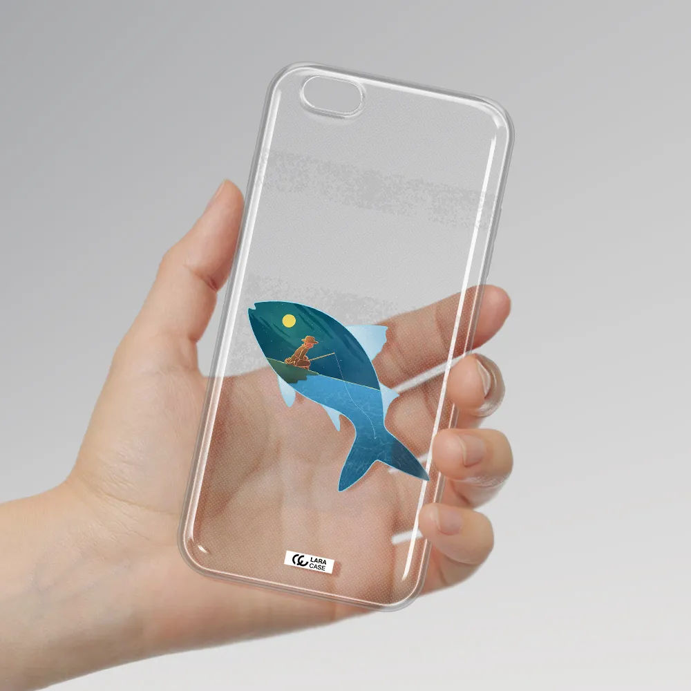 a fish with a man fishing Apple iPhone 6S Clear TPU Case