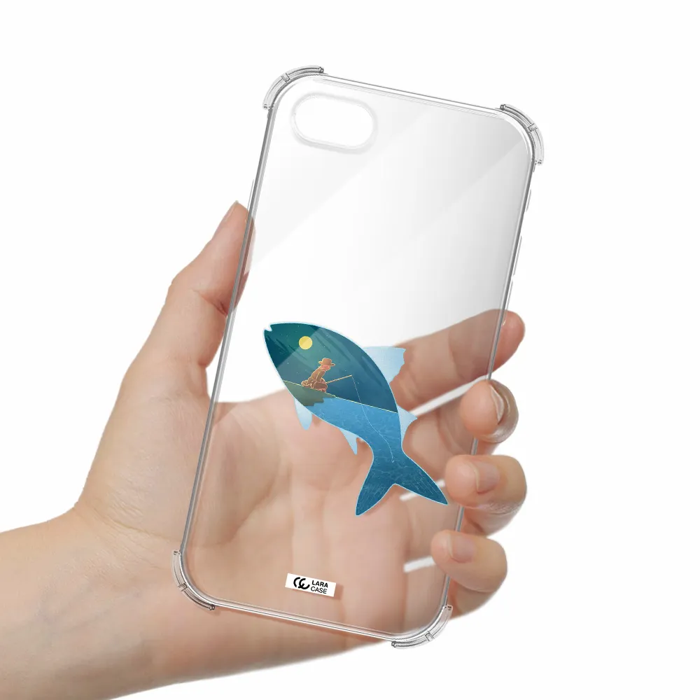 a fish with a man fishing Apple iPhone se 2020 Clear PC Case