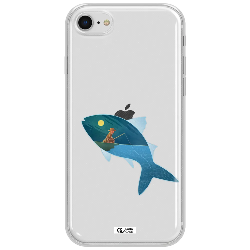 A Fish With A Man Fishing Apple Iphone Se 2020 Clear Tpu Case