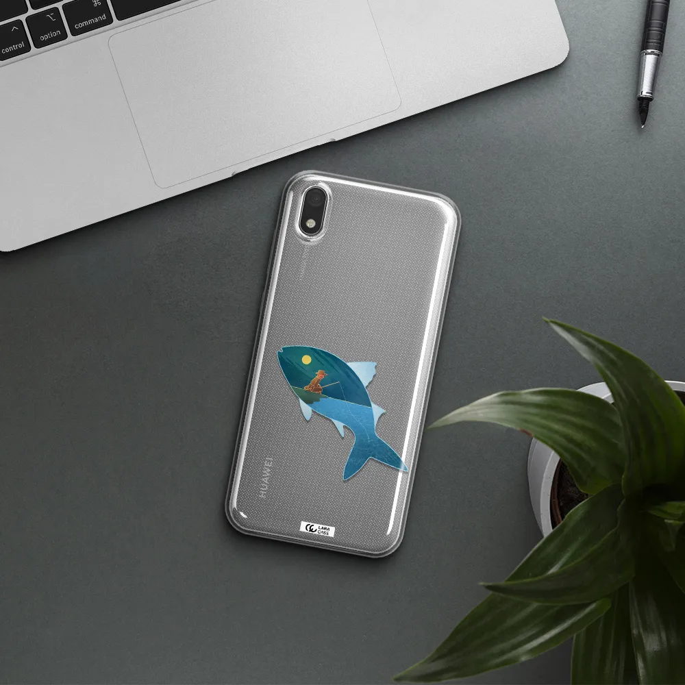 a fish with a man fishing Huawei Honor 8S Clear TPU Case