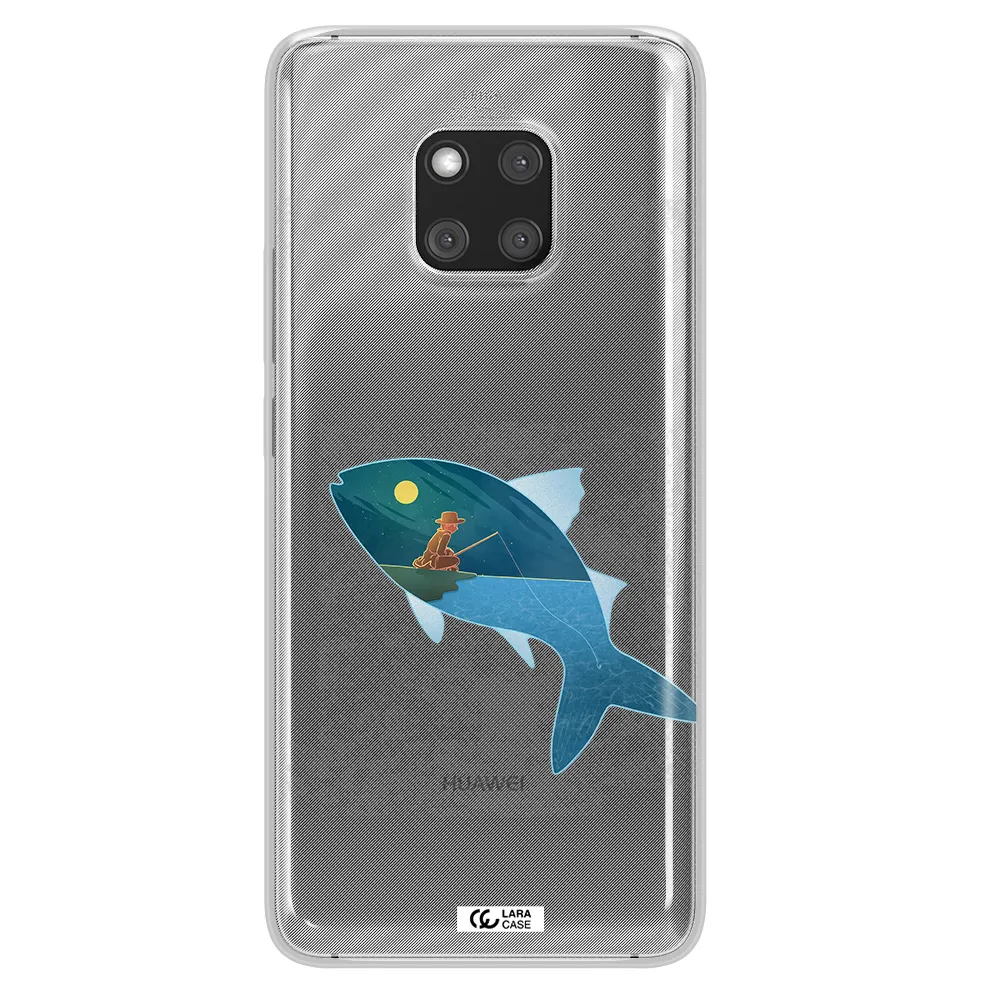 a fish with a man fishing Huawei Mate 20 Pro Clear TPU Case